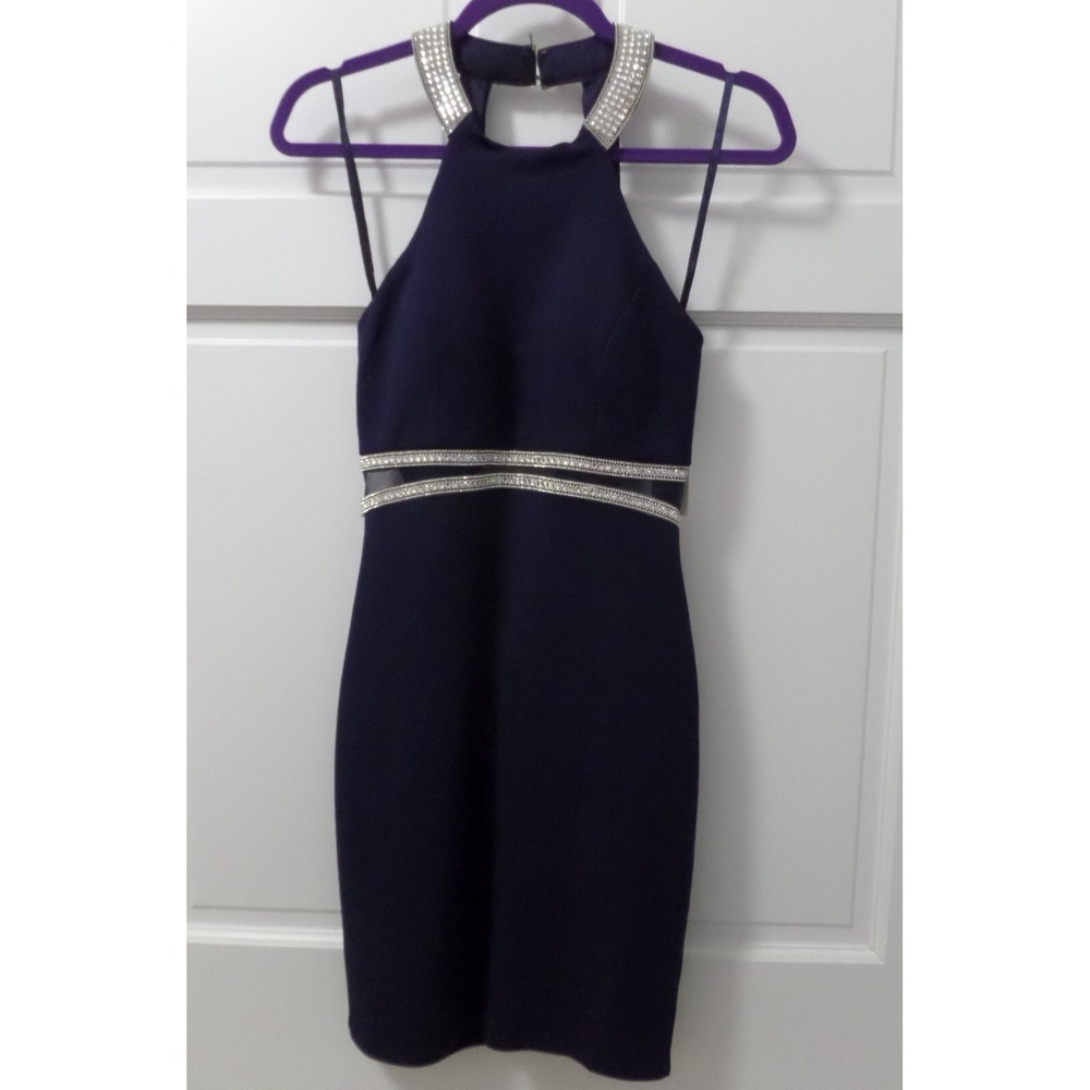 Navy Blue My Michelle Women's Small Sleeveless Cocktail Dress w/ Rhinestones